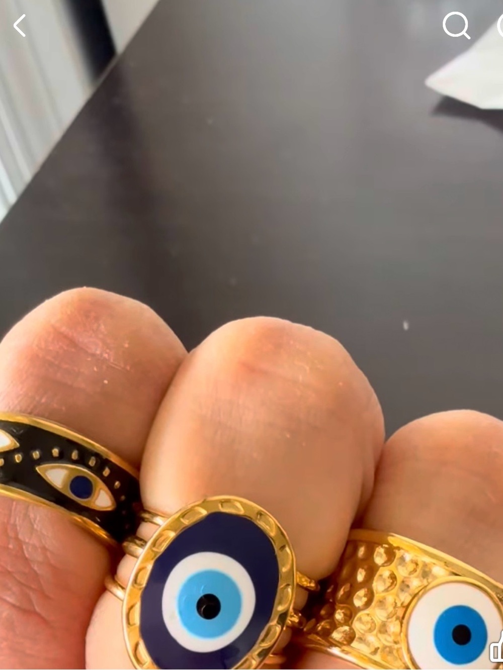 Gold-Tone Blue Evil Eye Ring